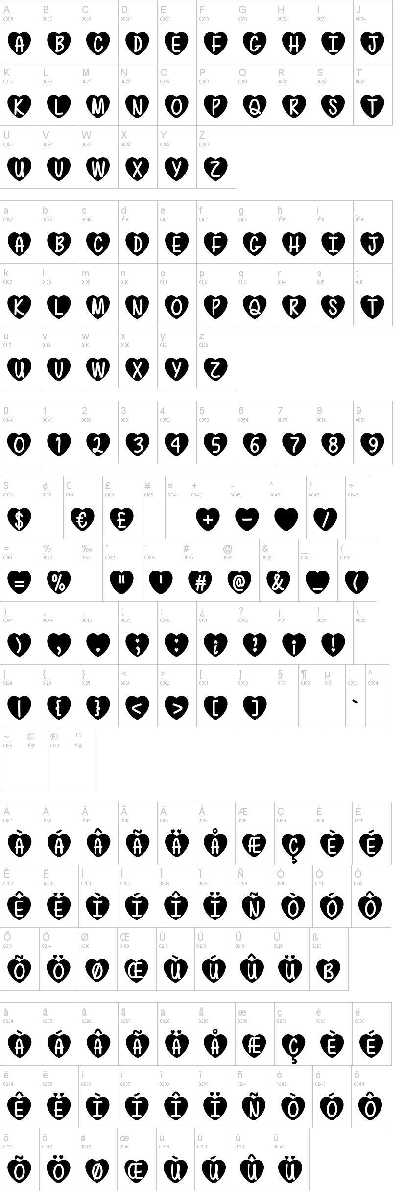 Mf Love Is Awesome 字体字形表