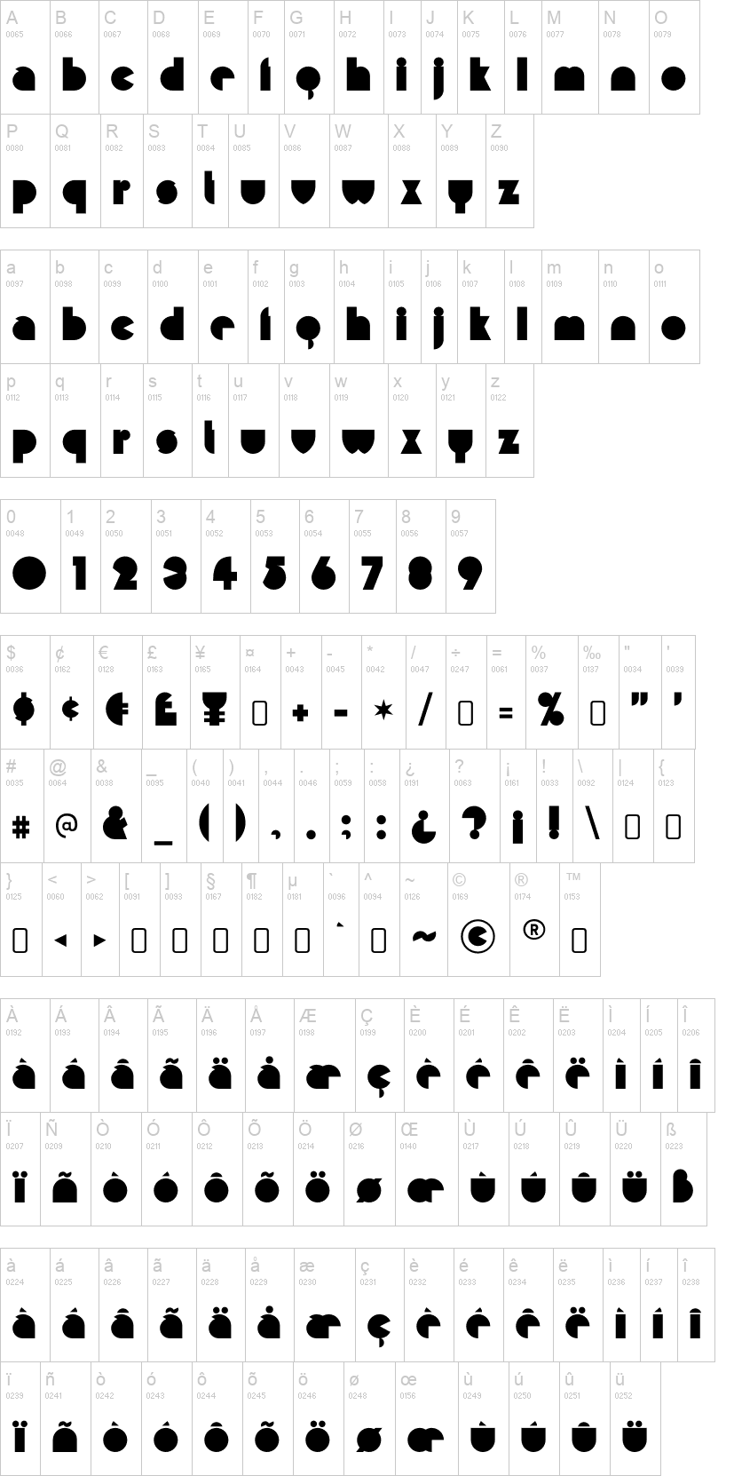 Misirlou 字体字形表