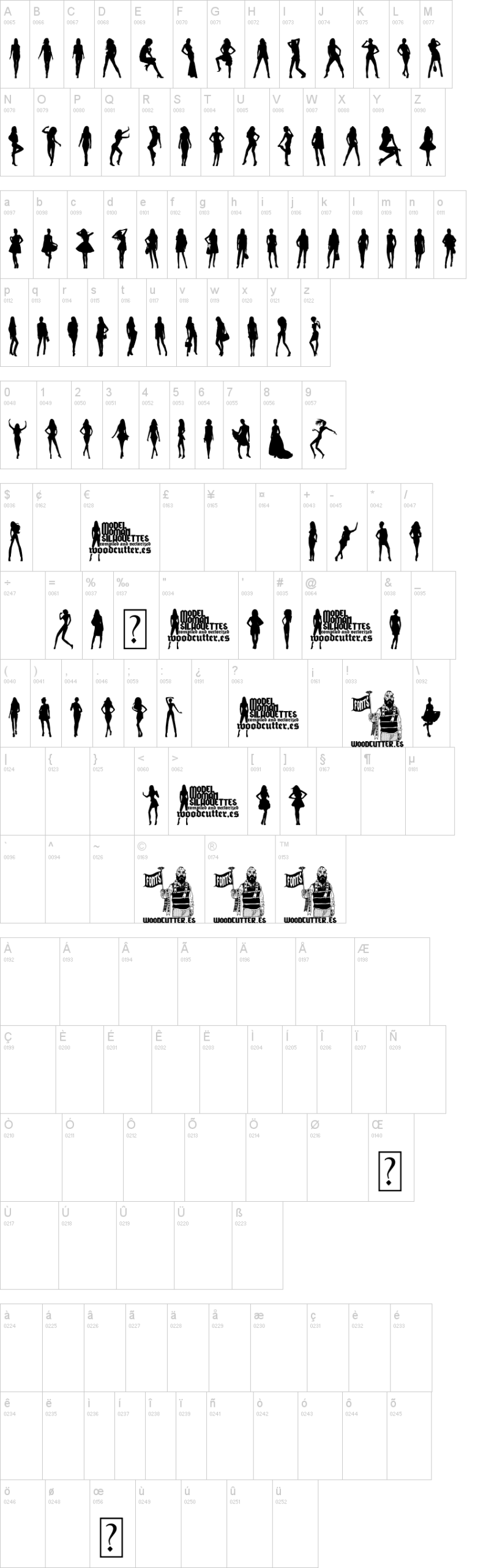 Model Woman Silhouettes 字体字形表