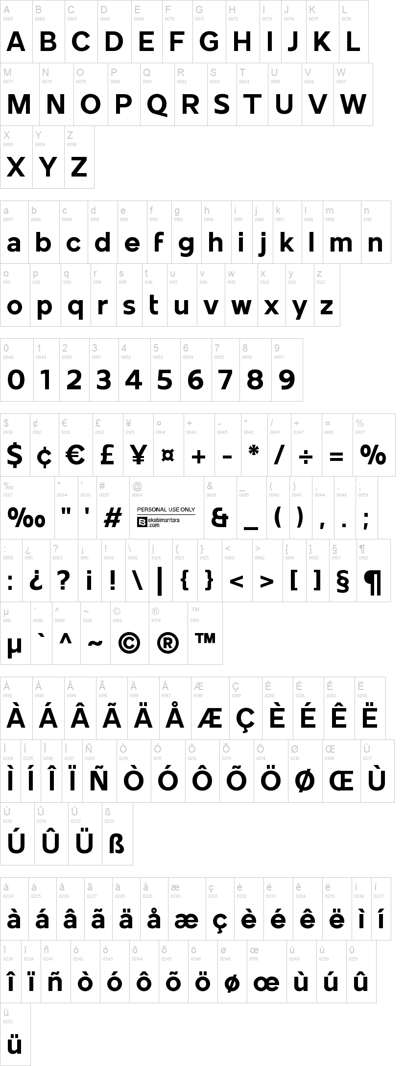 Mollen 字体字形表