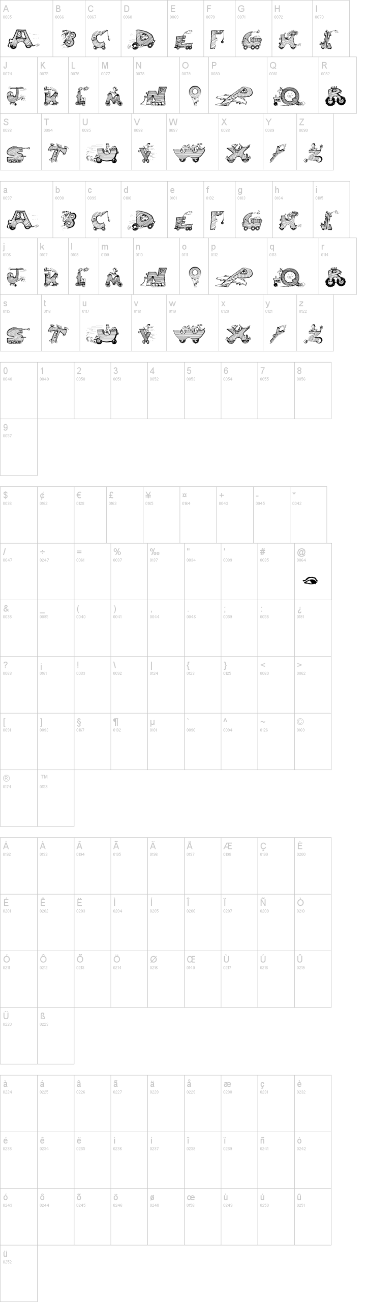 Moving Letters 字体字形表