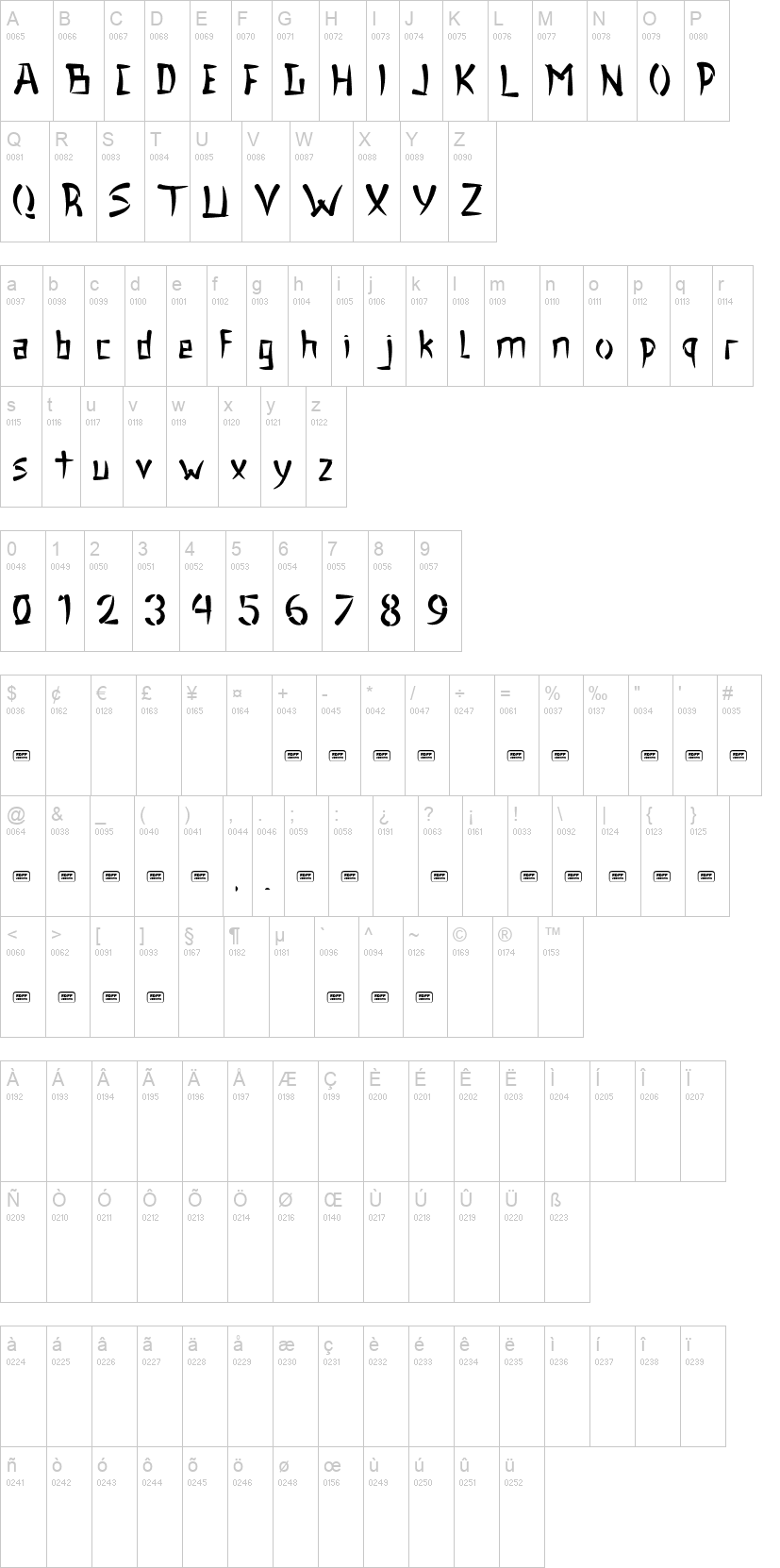 Murasamu 字体字形表