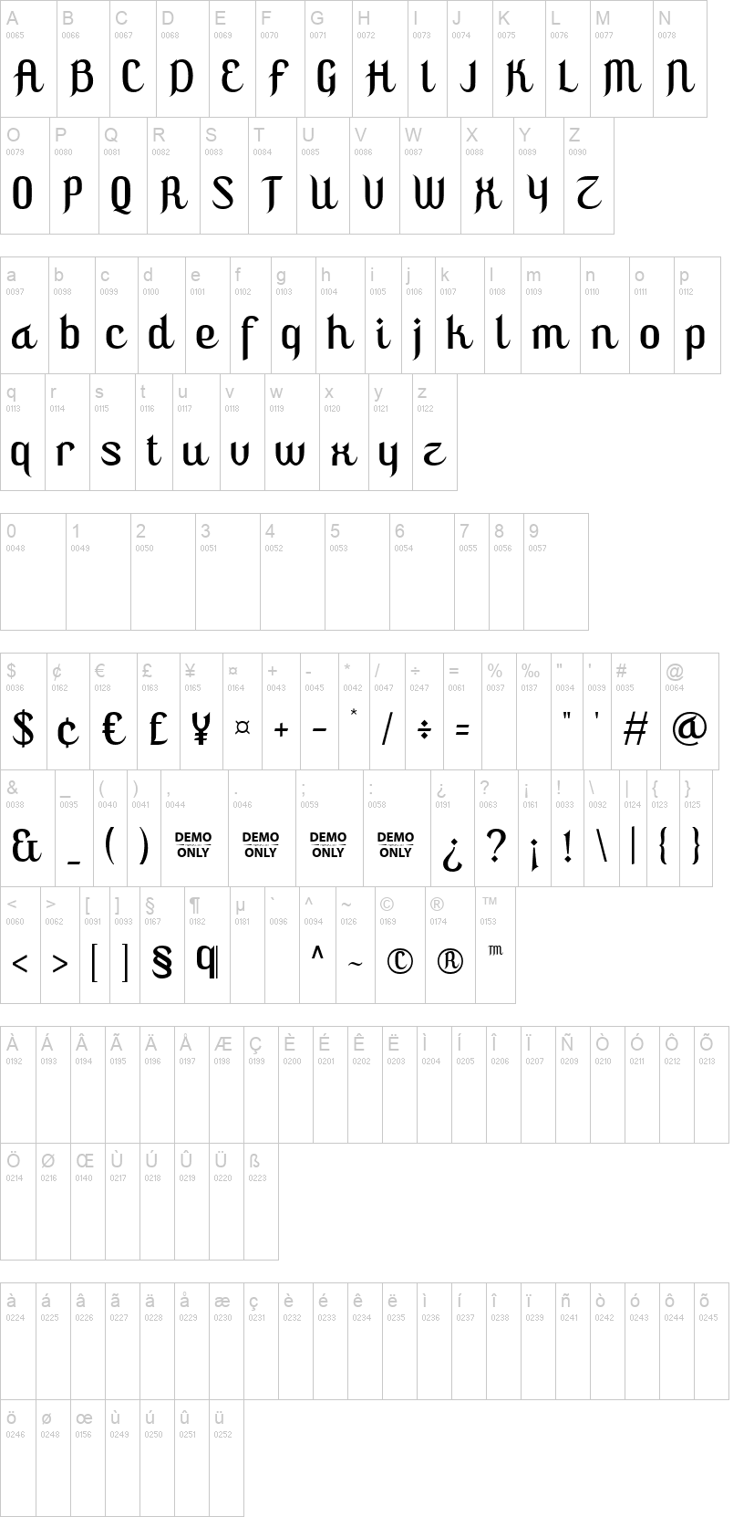 Mutiara Ramadhan 字体字形表