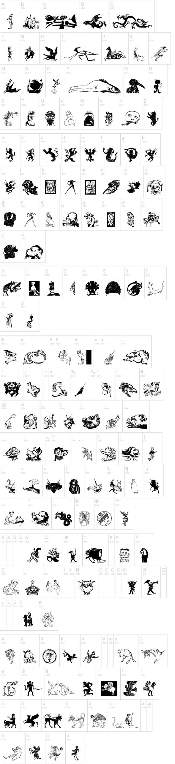 Mythologicals One 字体字形表