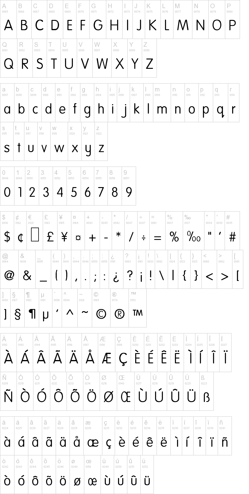 National First 字体字形表