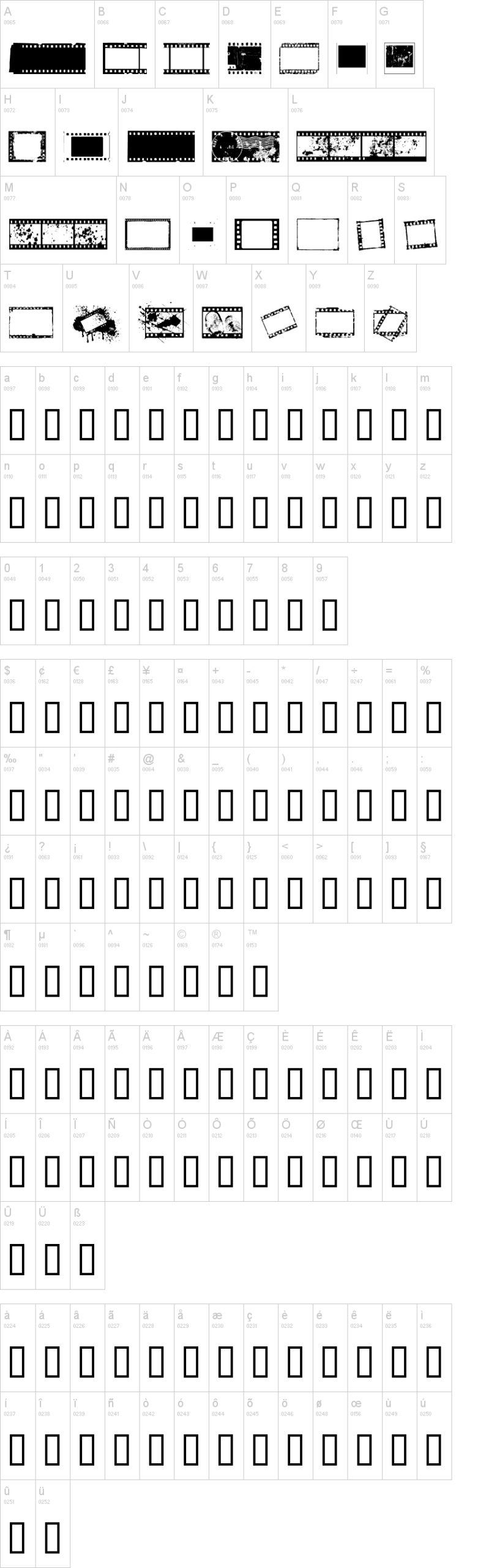 Negative Film 字体字形表