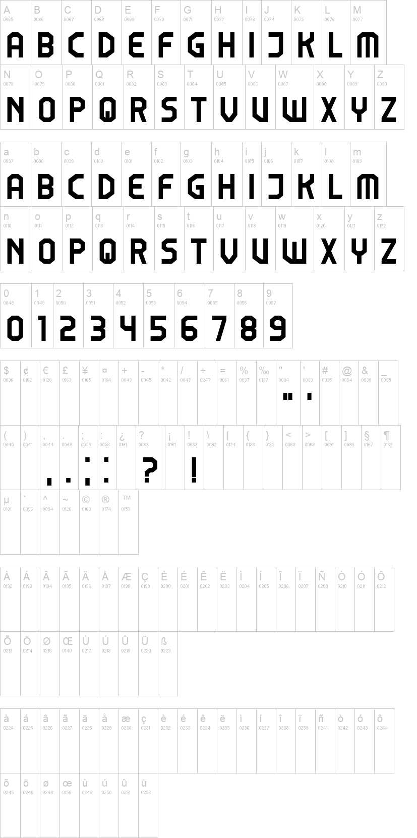 Never Ending 字体字形表