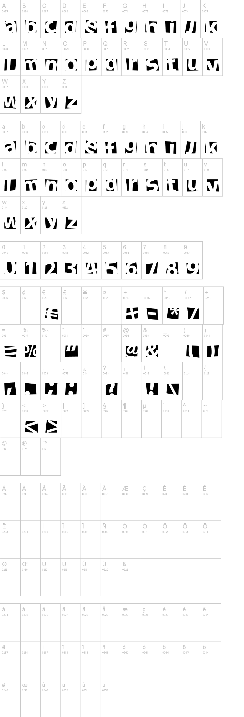 New Facebook 字体字形表