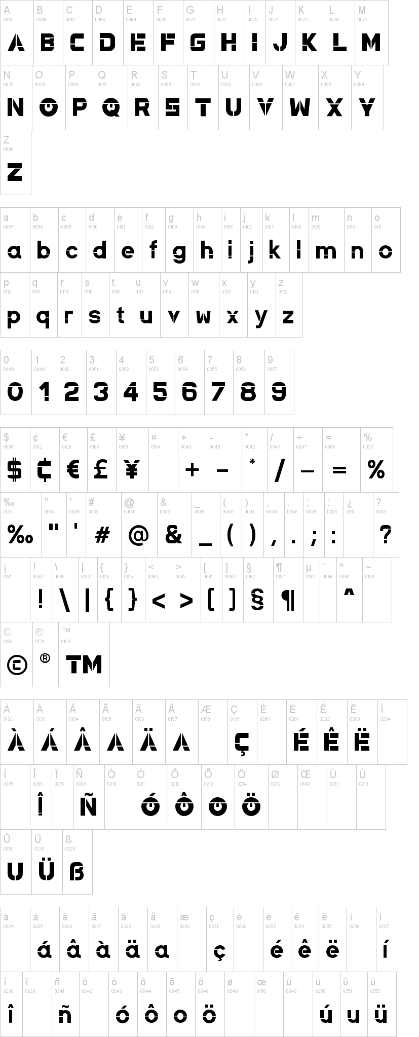 New Magnetic 字体字形表