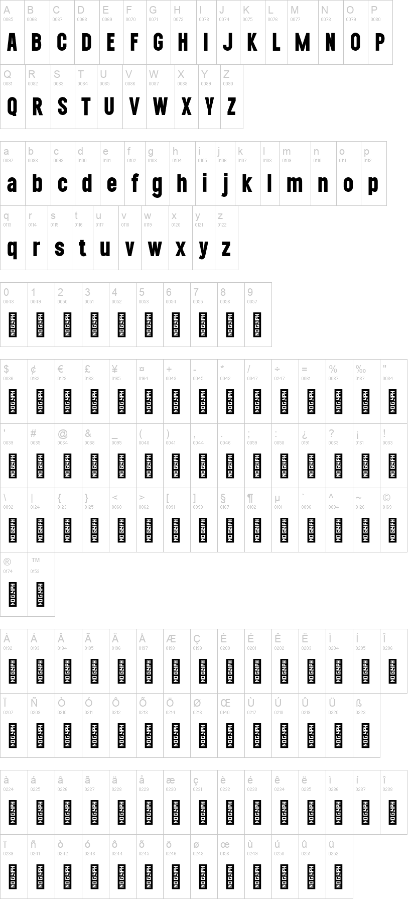 Nexline 字体字形表