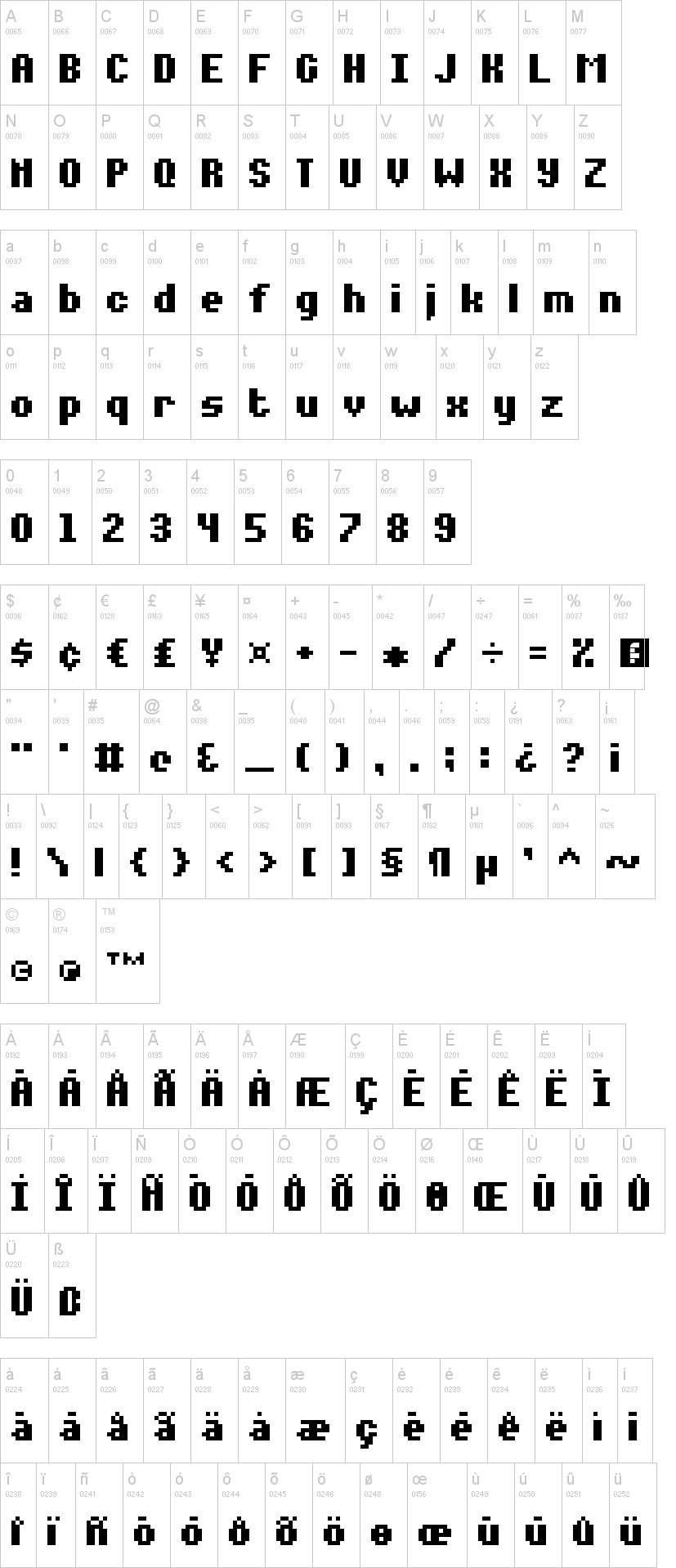 Notalot35 字体字形表