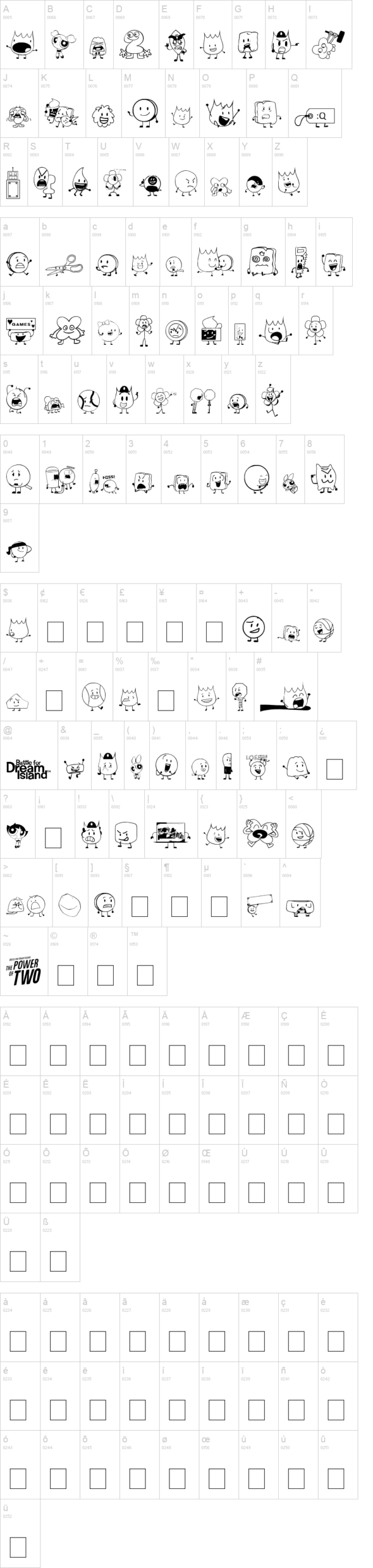 Object Show Ultimate 字体字形表