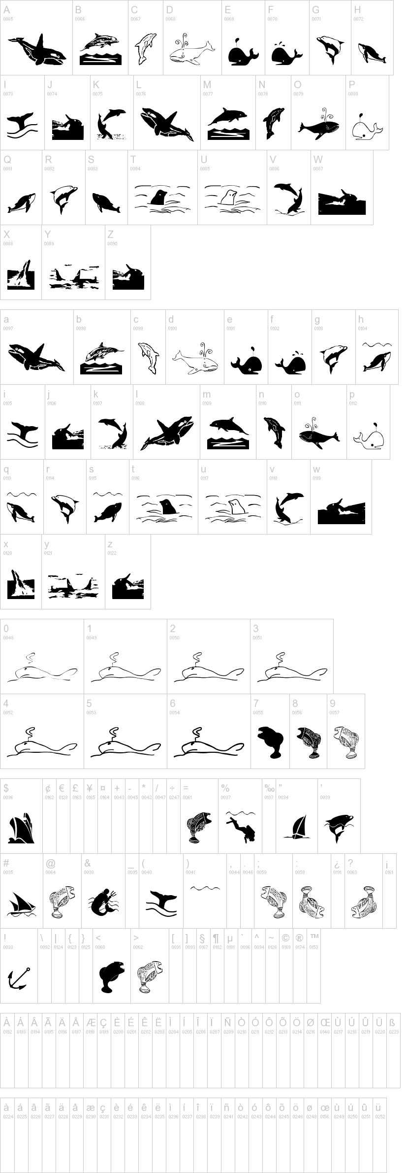 Orcas 字体字形表