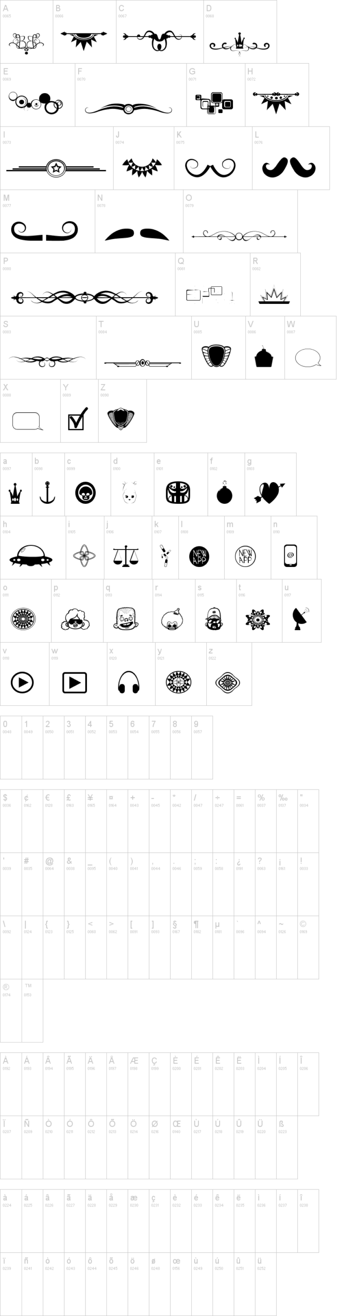 Ornament Mix 字体字形表