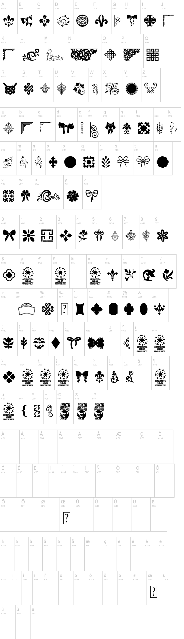 Ornaments Salad 字体字形表