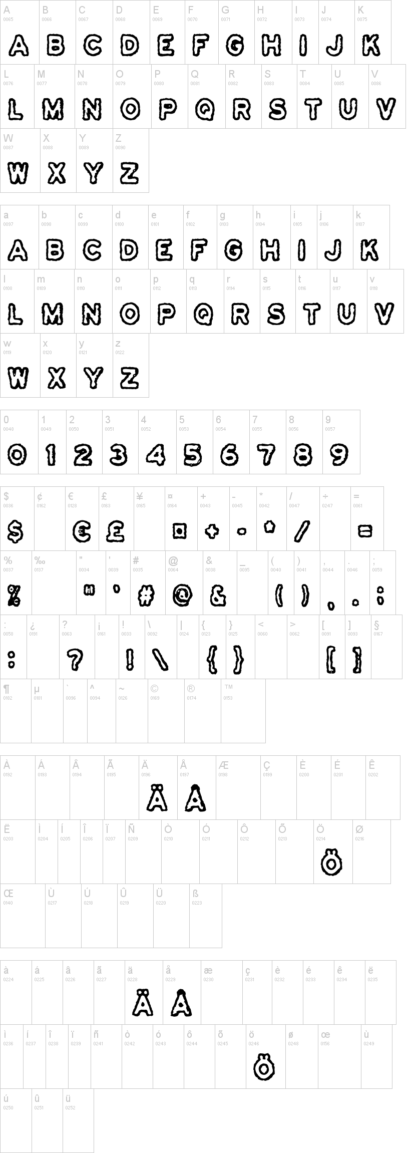 Osasto 329 Suljettu 字体字形表