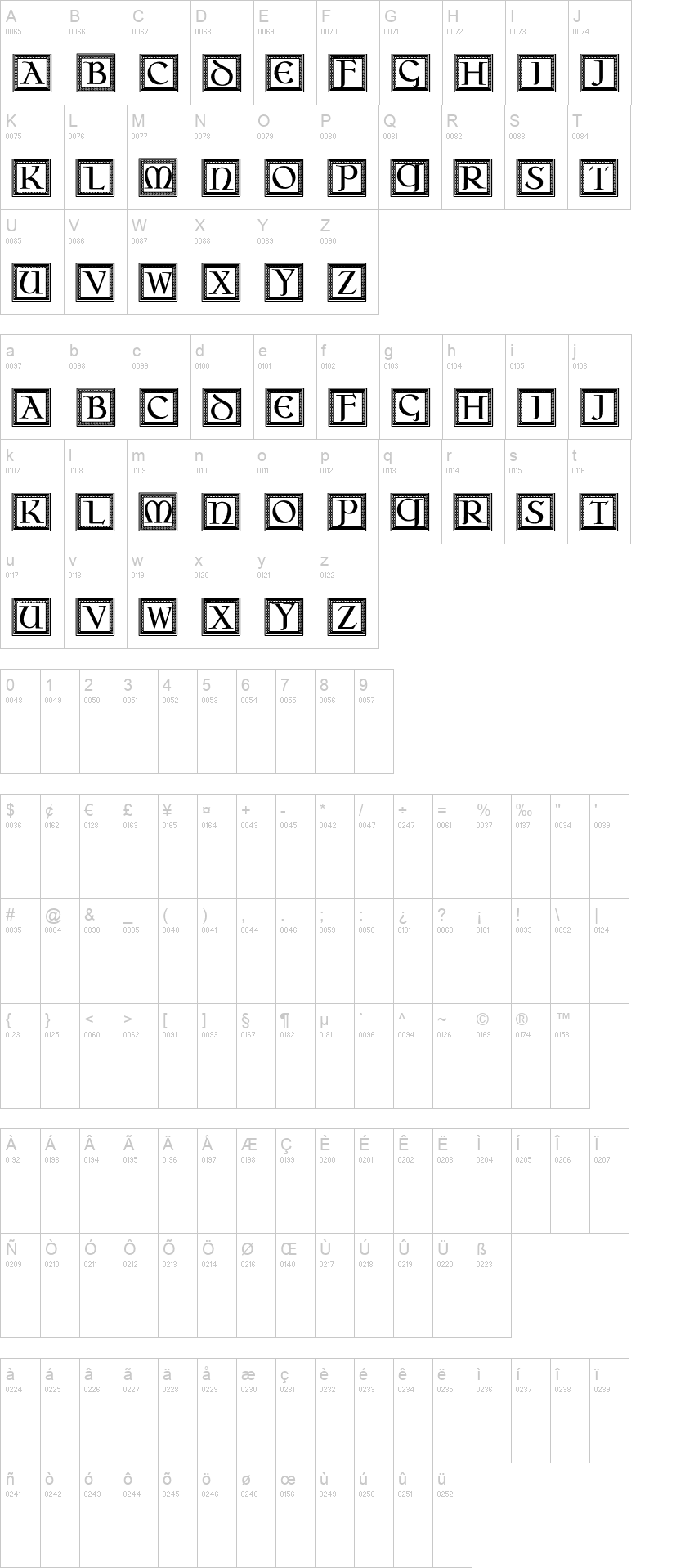 Oseberg Capitals 字体字形表