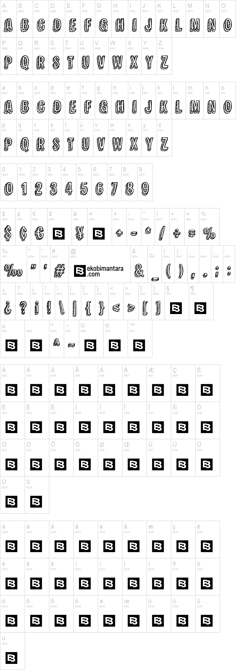 Paper Scratch 字体字形表