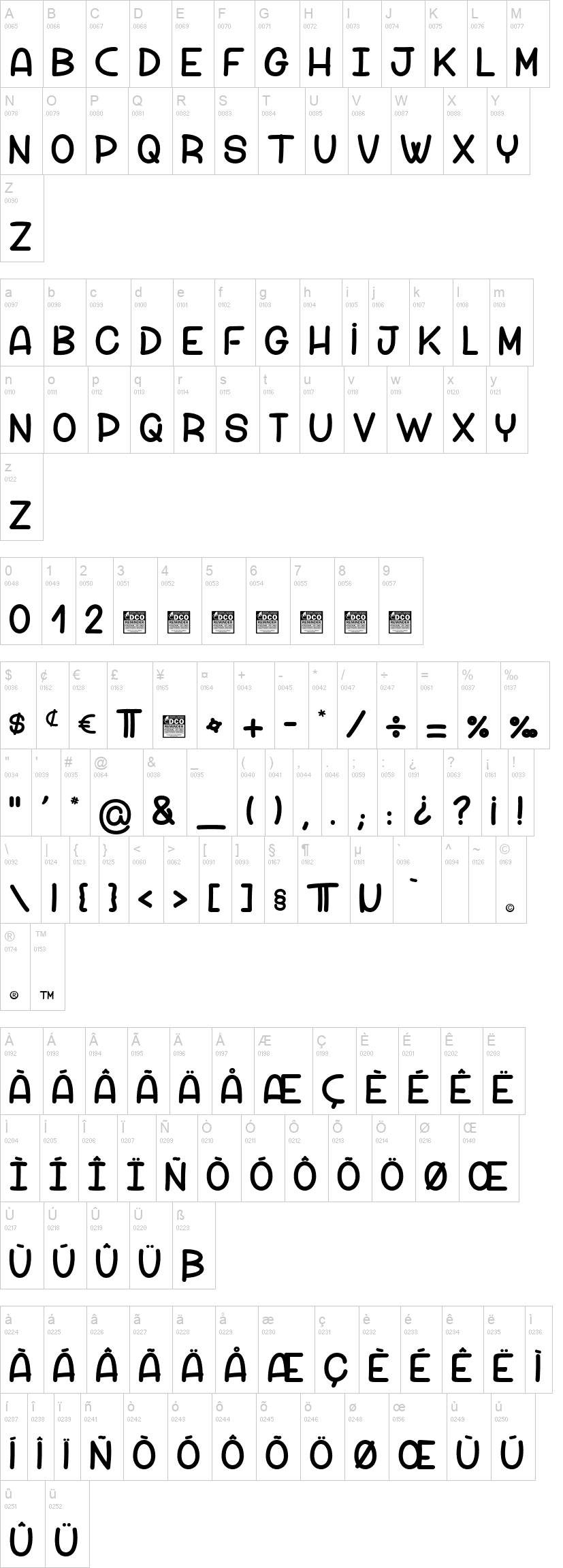 Peach Comix 字体字形表