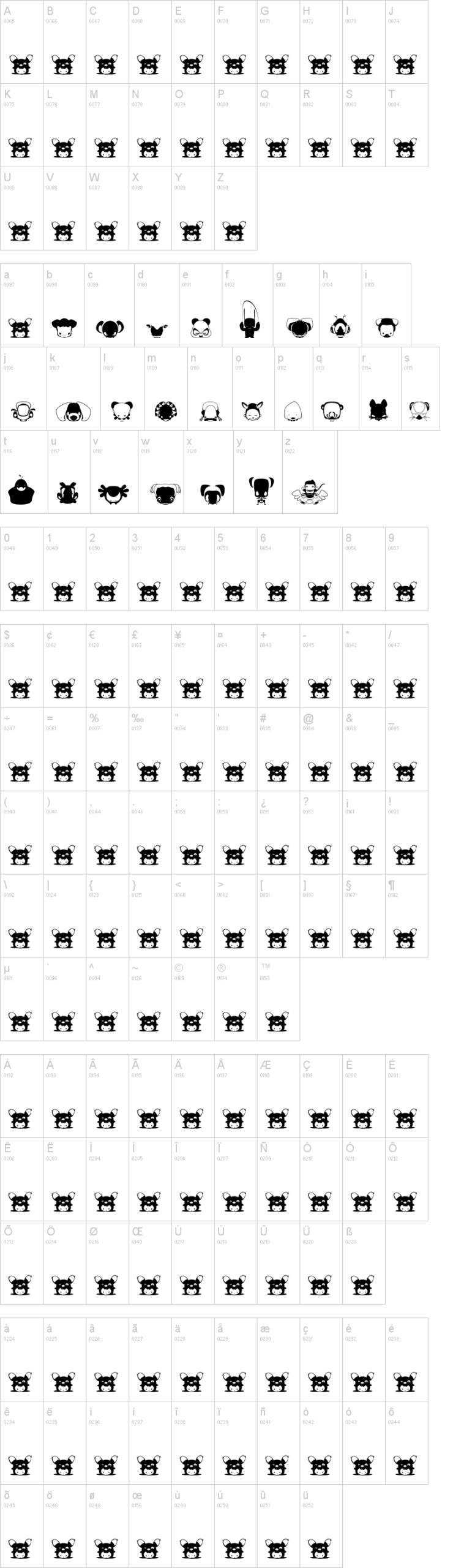 Pictoserie 3 字体字形表