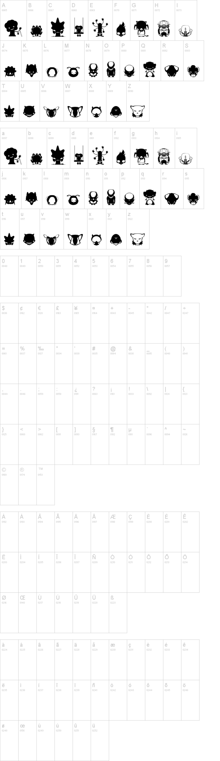 Pictoserie 5 字体字形表