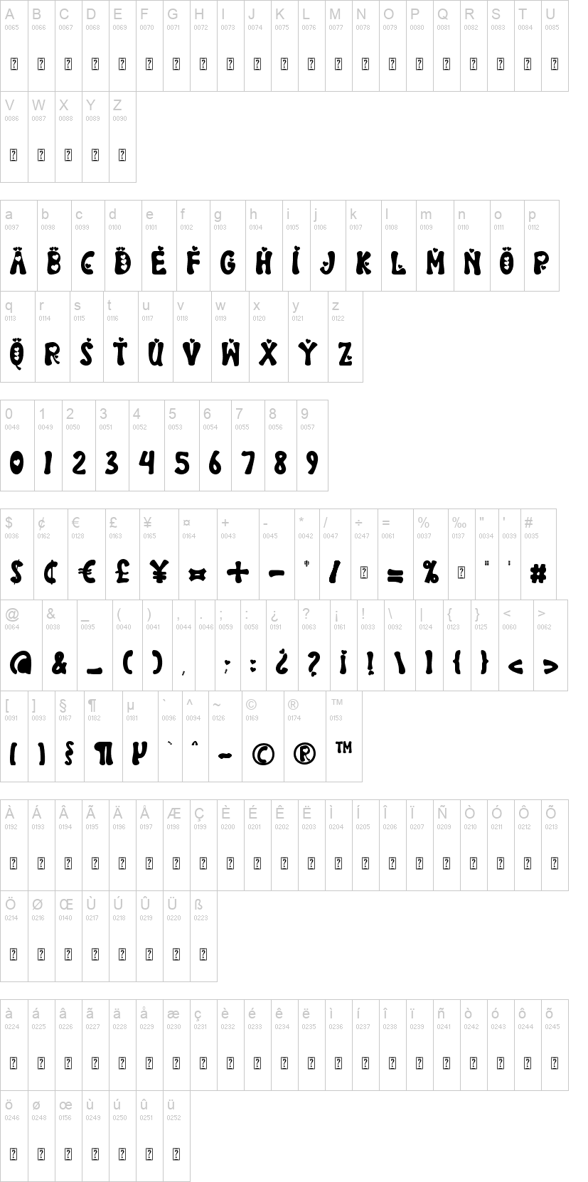 Pink Valentine 字体字形表