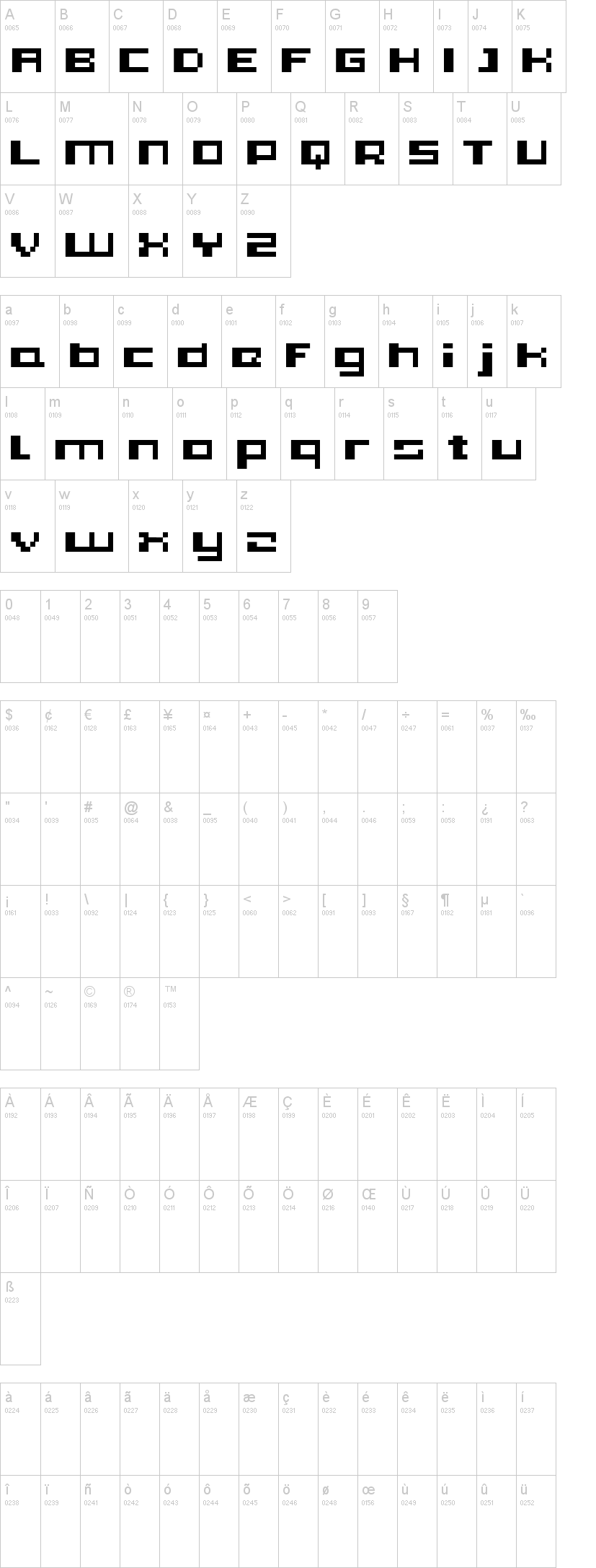 PIXleft_5 字体字形表