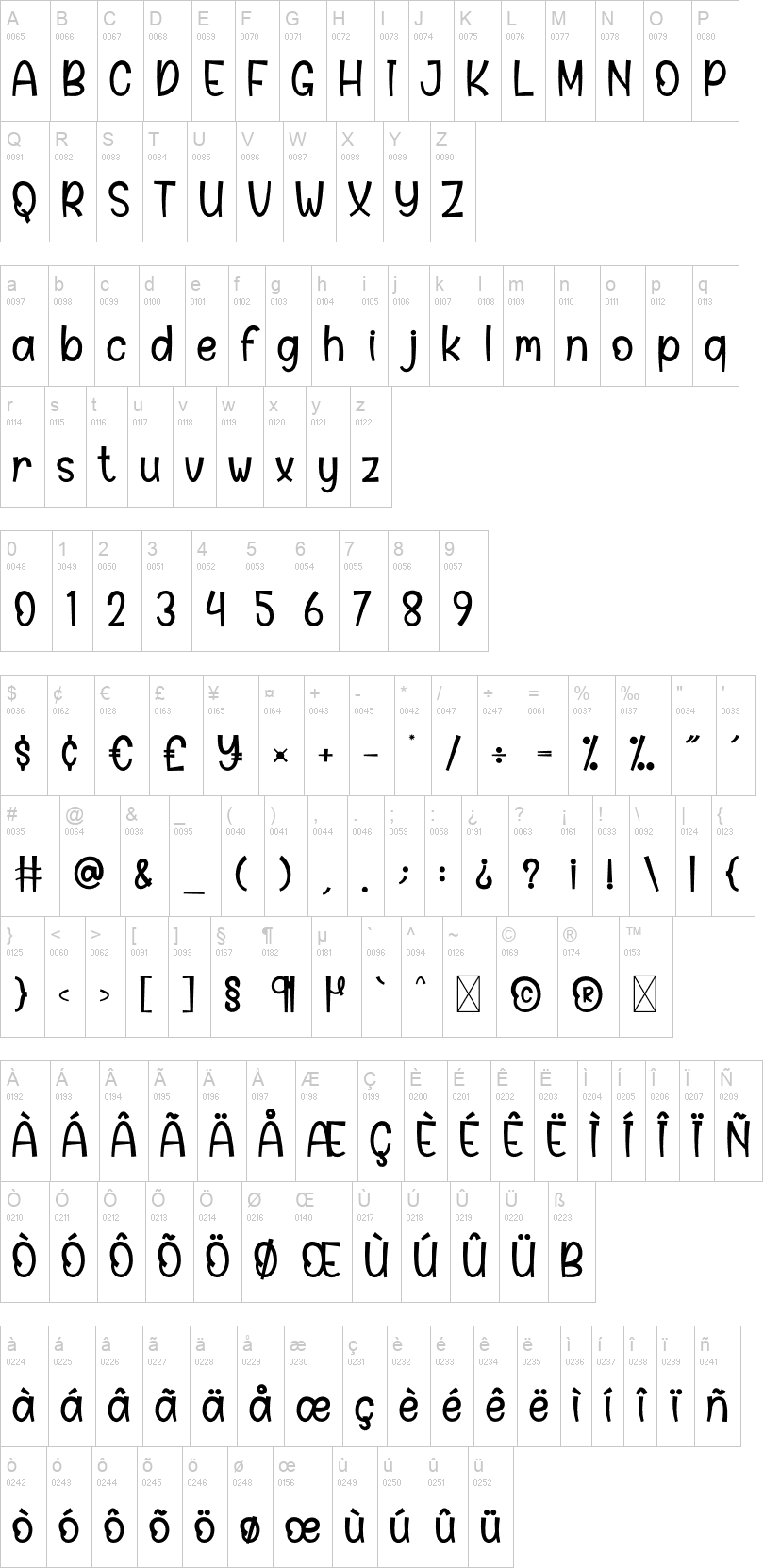 Playful Santa 字体字形表