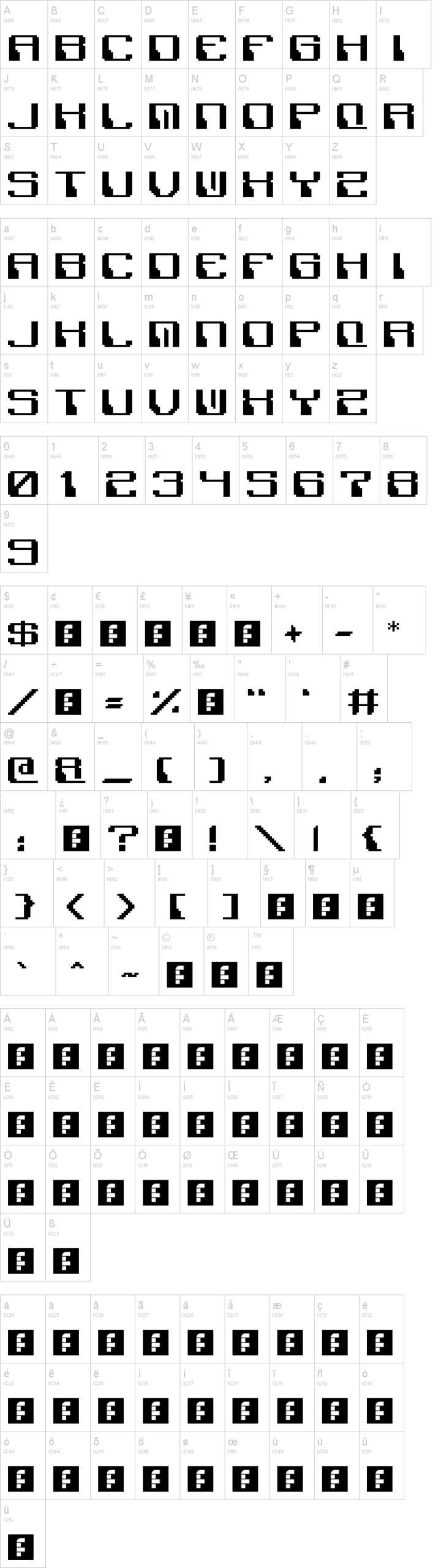 Polix Mono 字体字形表
