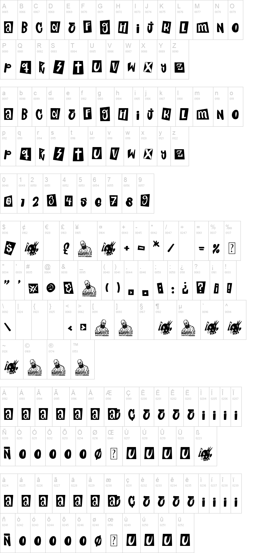 Punk Toons Channel 字体字形表