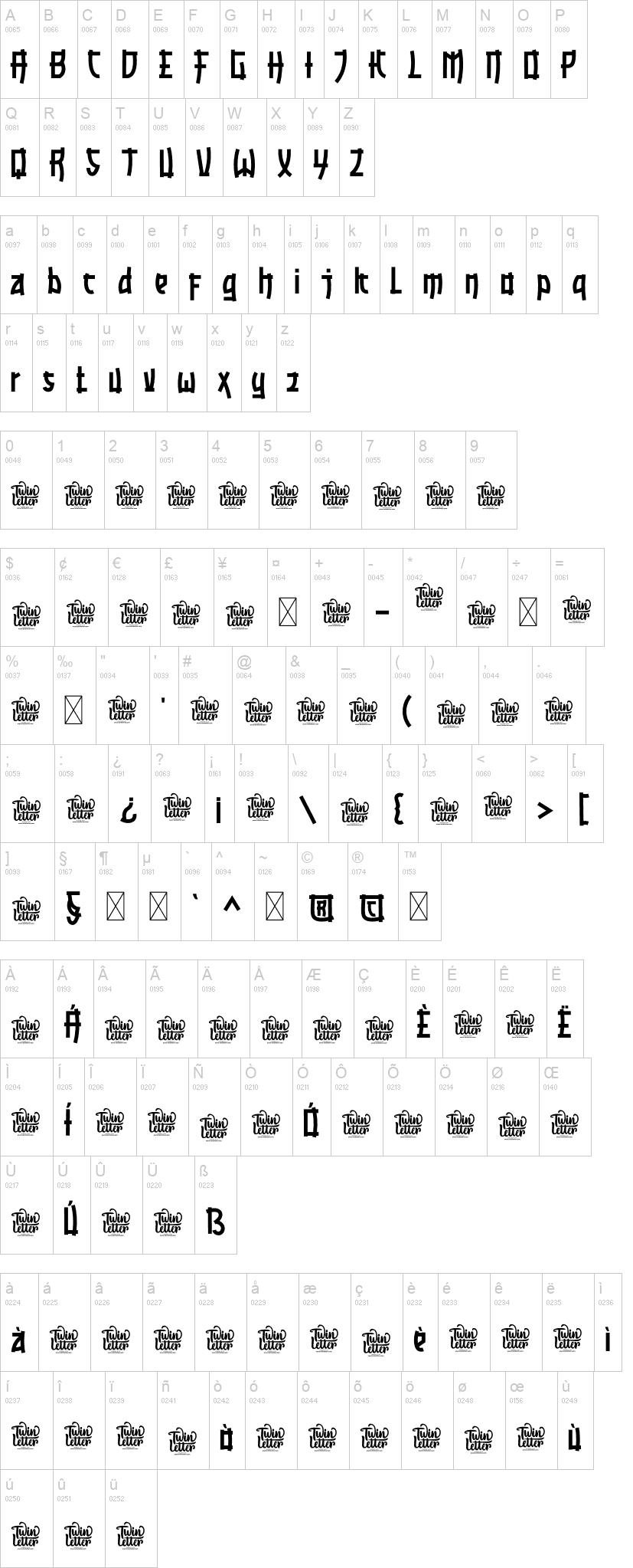 Ramisa 字体字形表