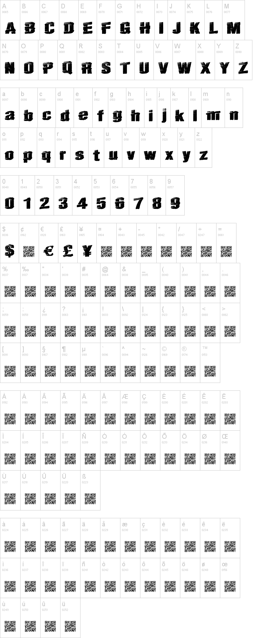 Real Fast 字体字形表