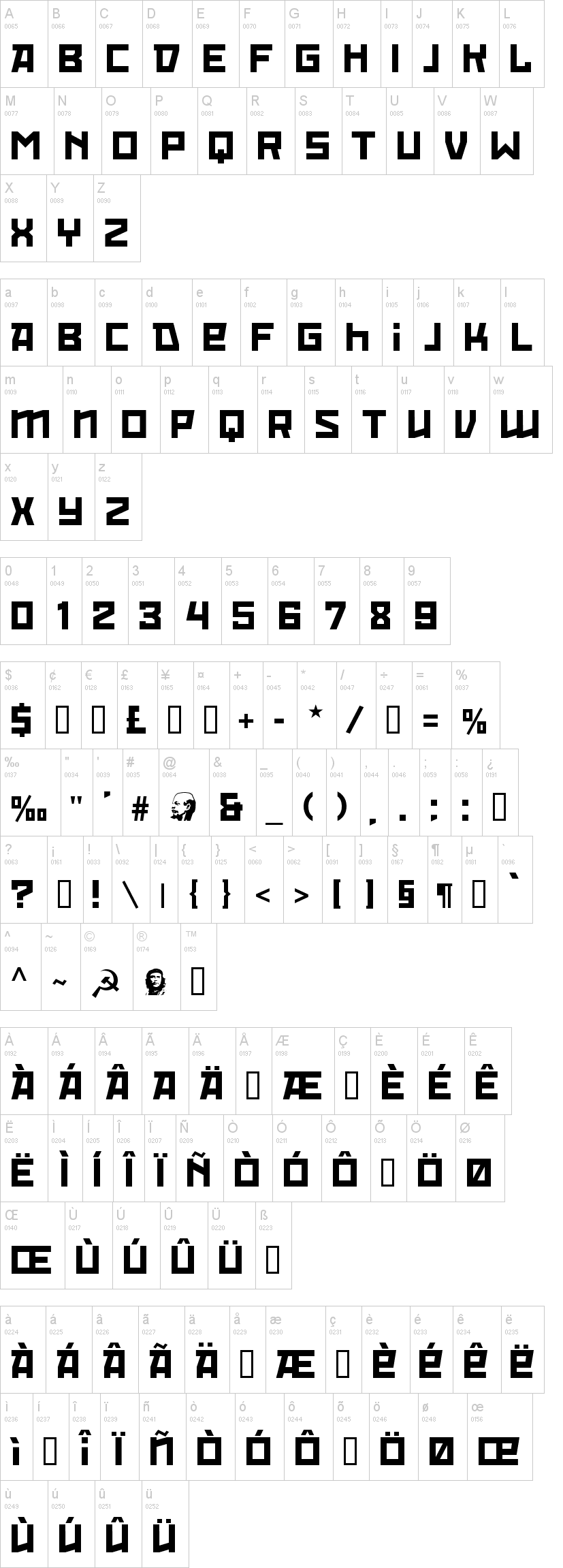 Red October 字体字形表