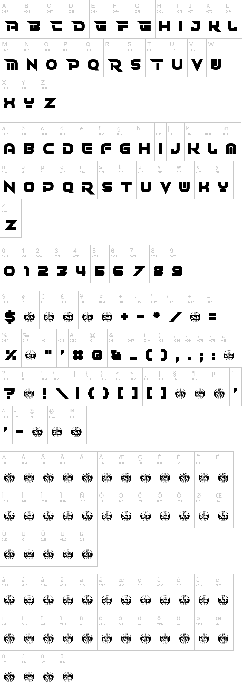 Revolvingdor 字体字形表