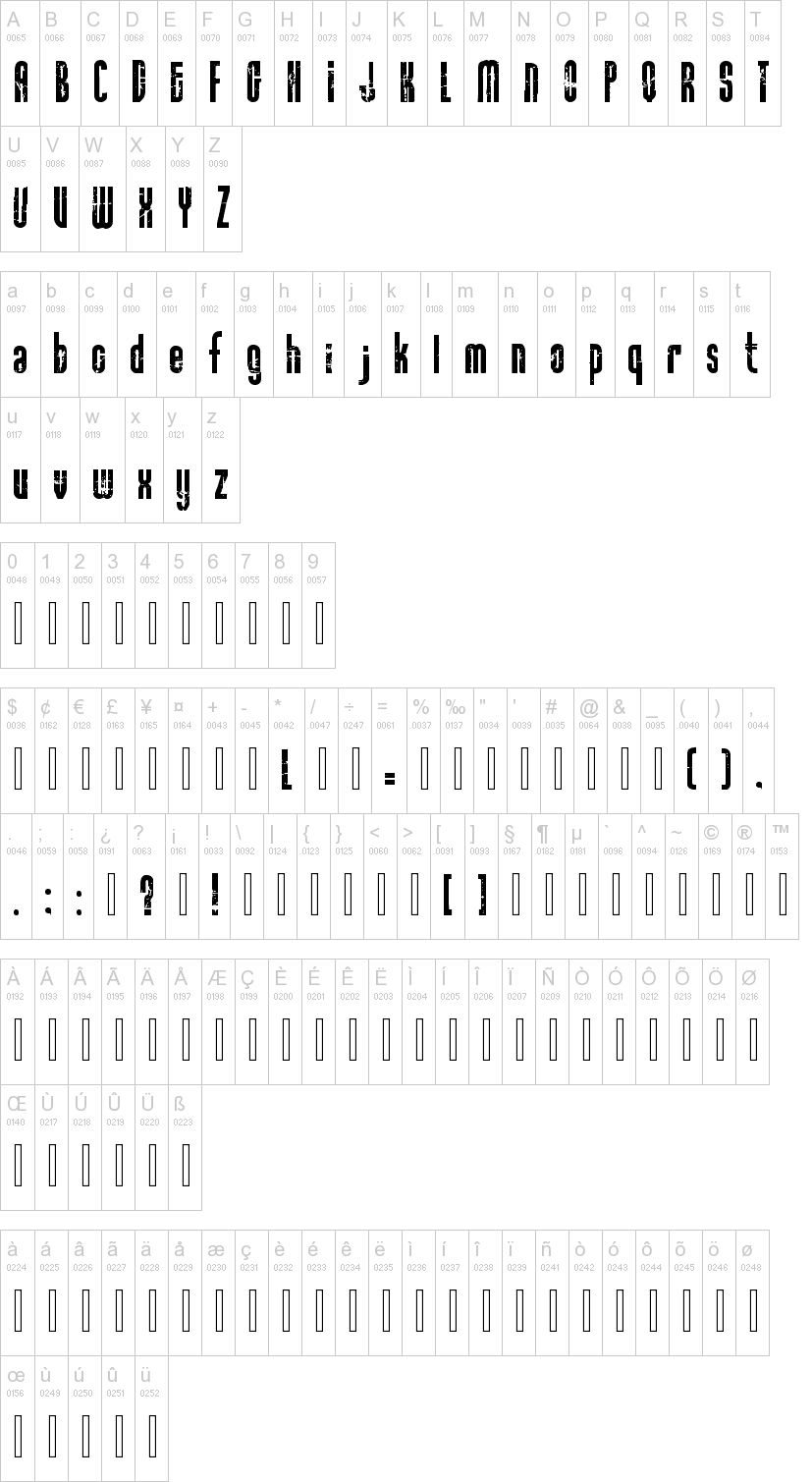 Rock it 字体字形表