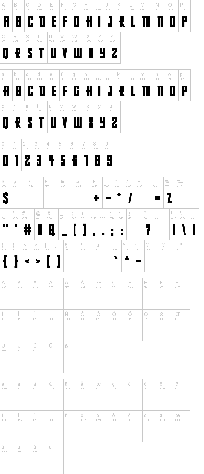 Russian Dollmaker 字体字形表