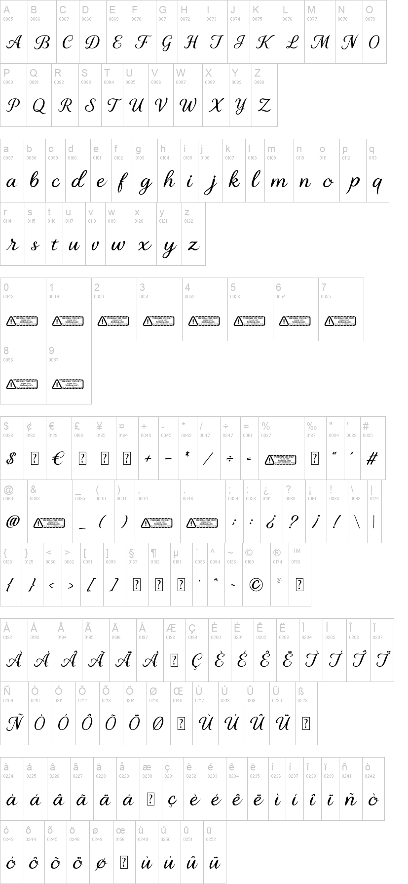 Santa Natale 字体字形表