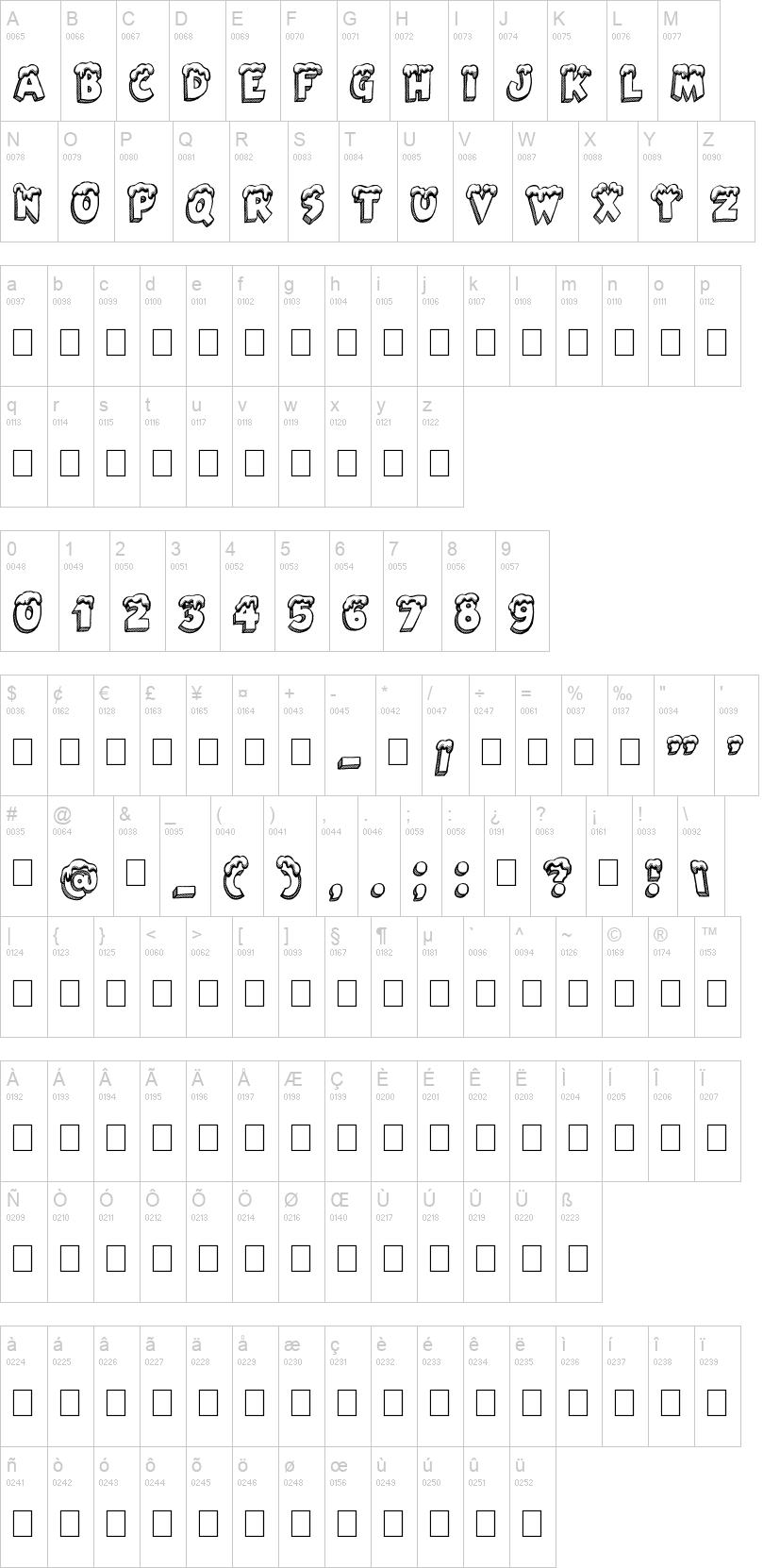 Santa's Air Mail 字体字形表