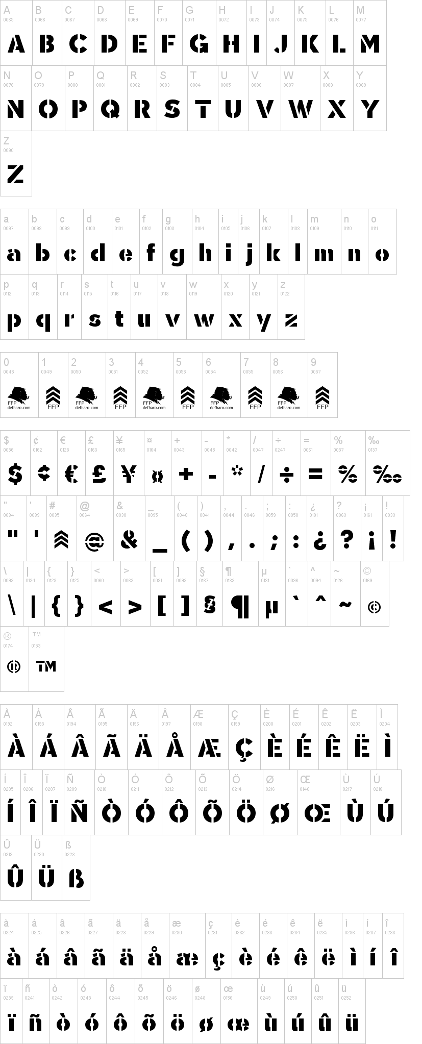 Sargento Gorila 字体字形表