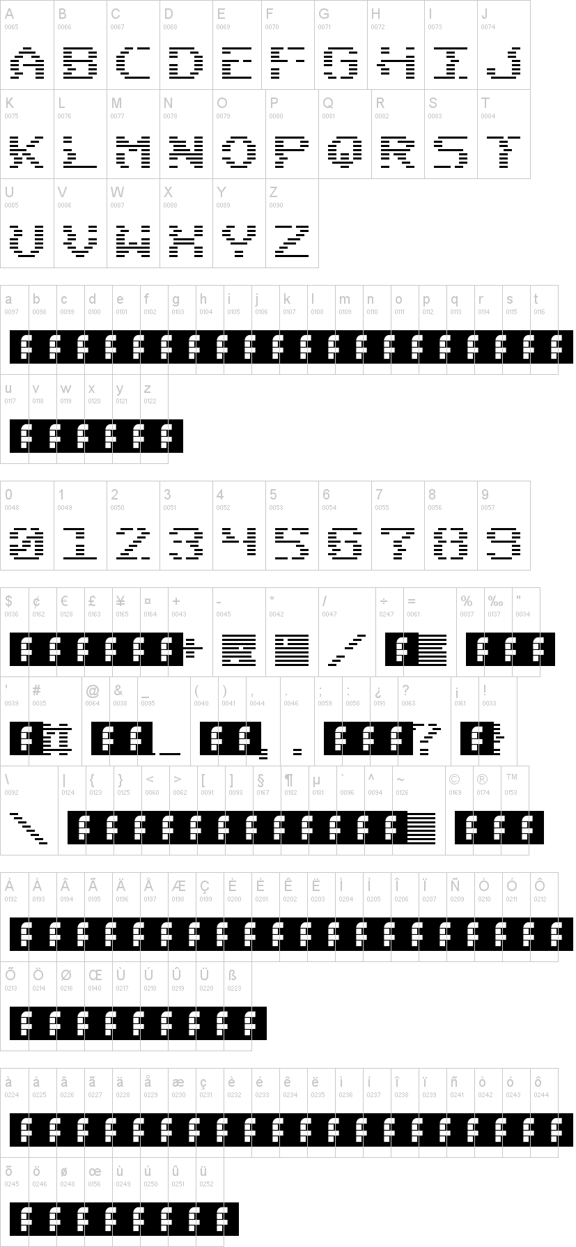 Scanlines 字体字形表