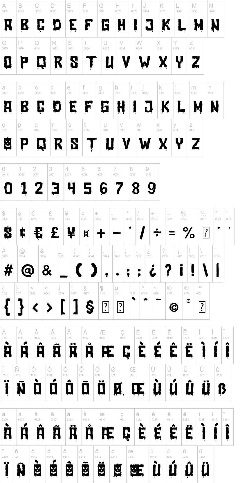 Scary Pumpkin 字体字形表