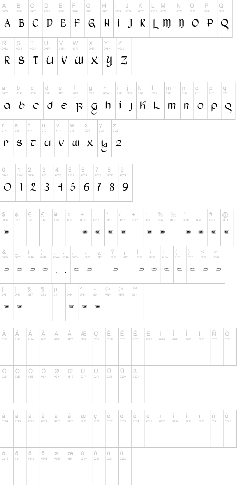 She Dance 字体字形表