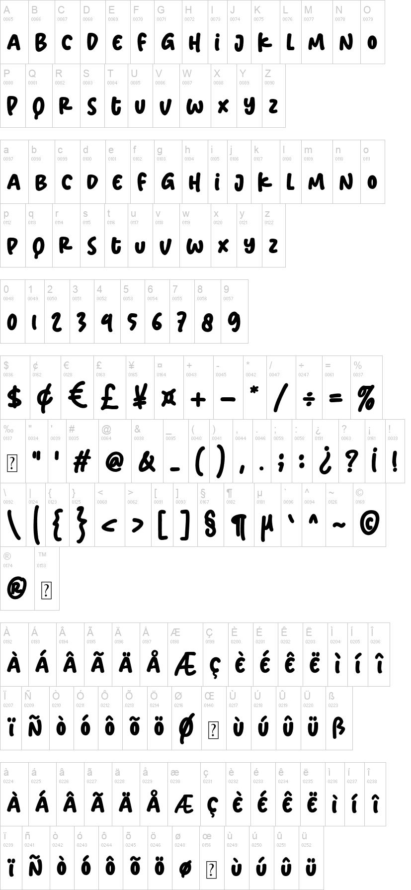 Shining Monday 字体字形表