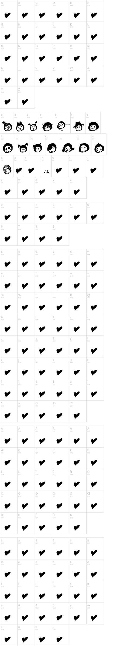 Simplesymbol 字体字形表