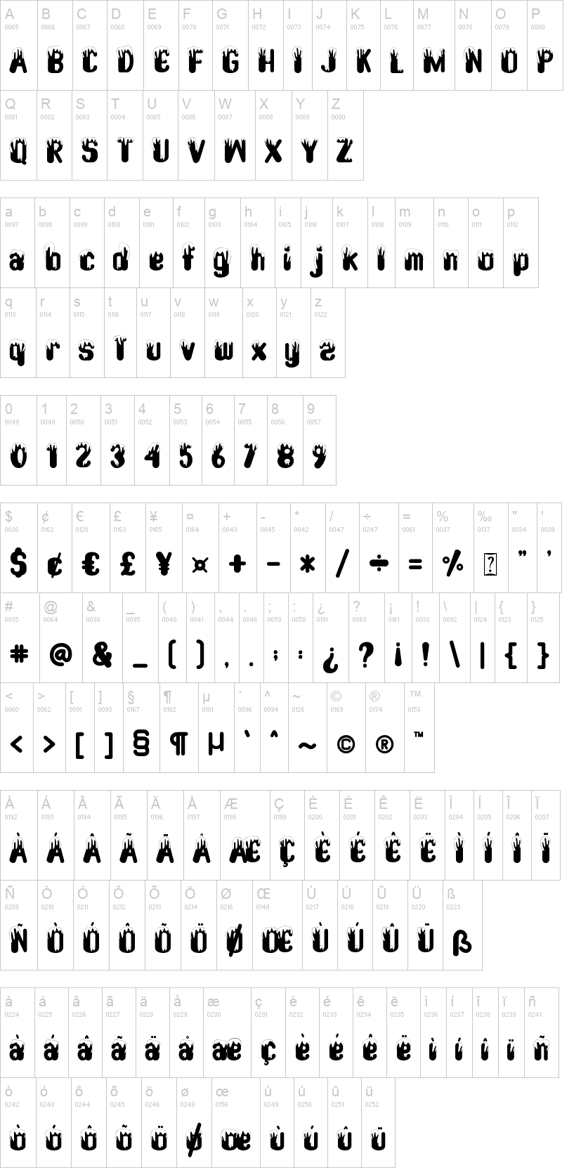 Snow Play 字体字形表