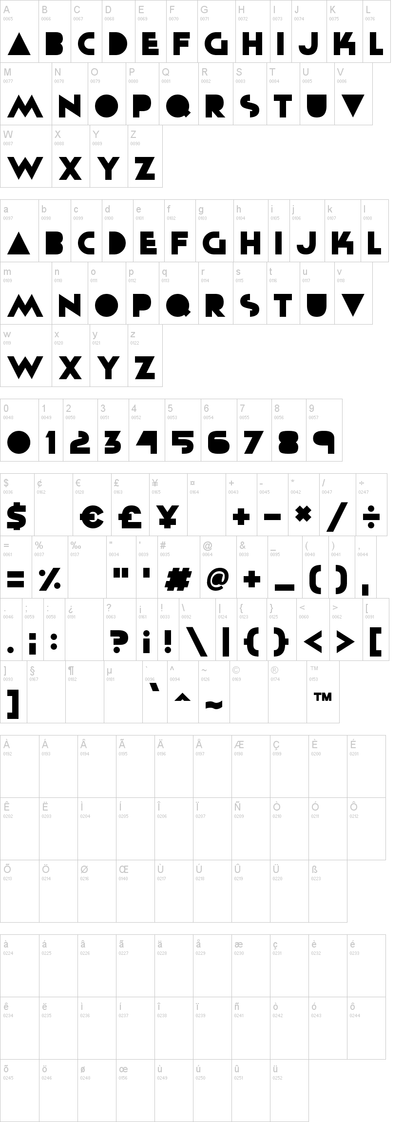 Solid Grooves 字体字形表