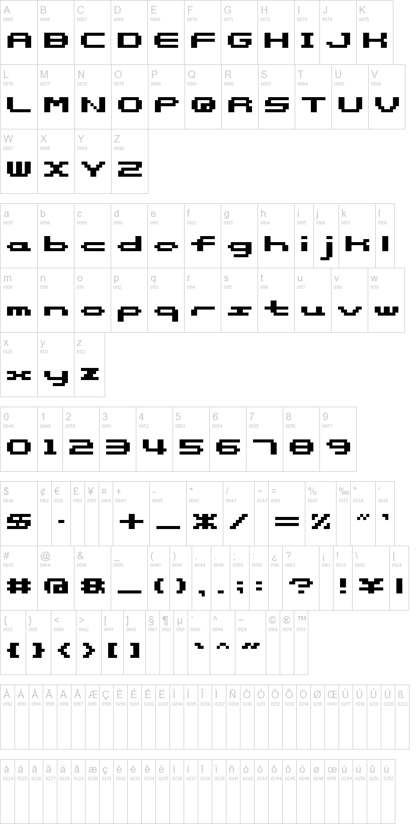 somybmp05_8 字体字形表