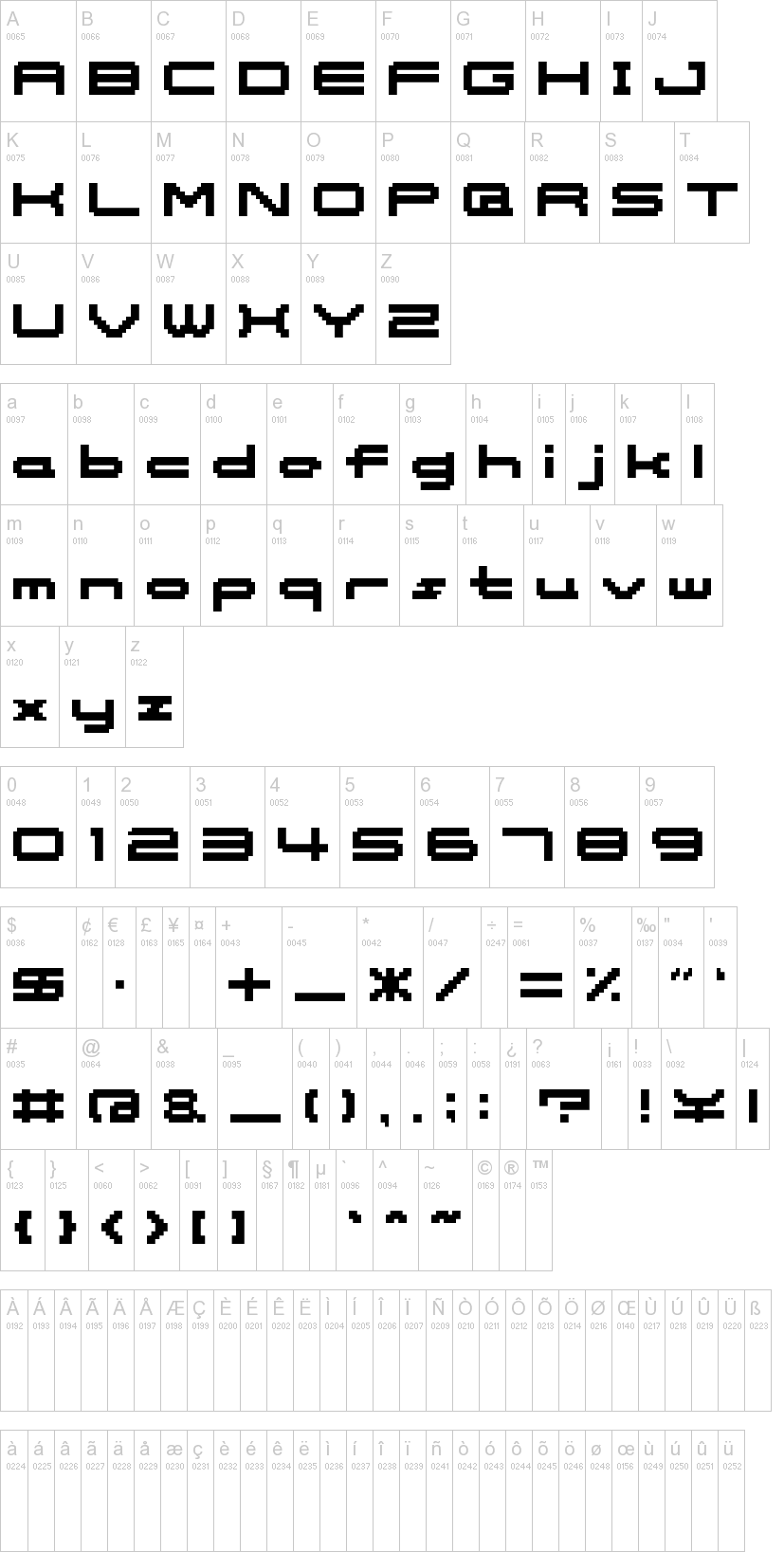 somybmp06_12 字体字形表