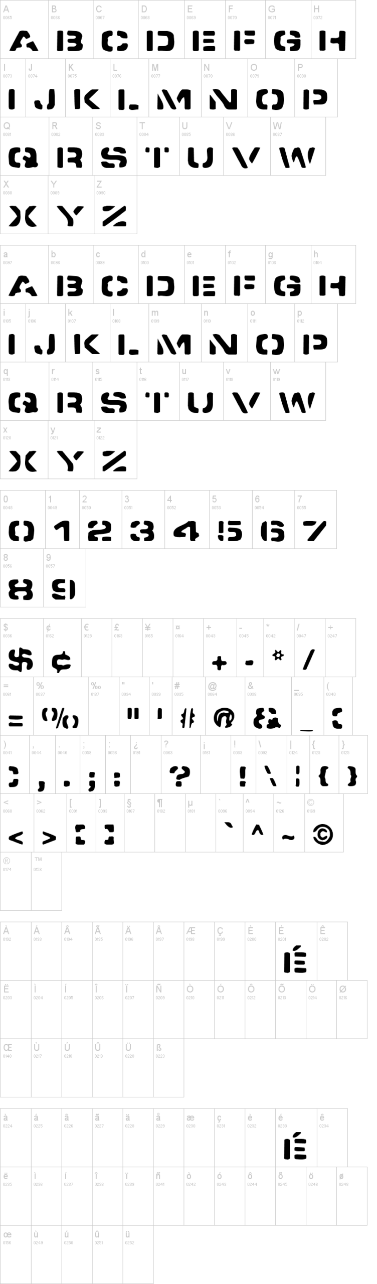 Spacedock Stencil 字体字形表