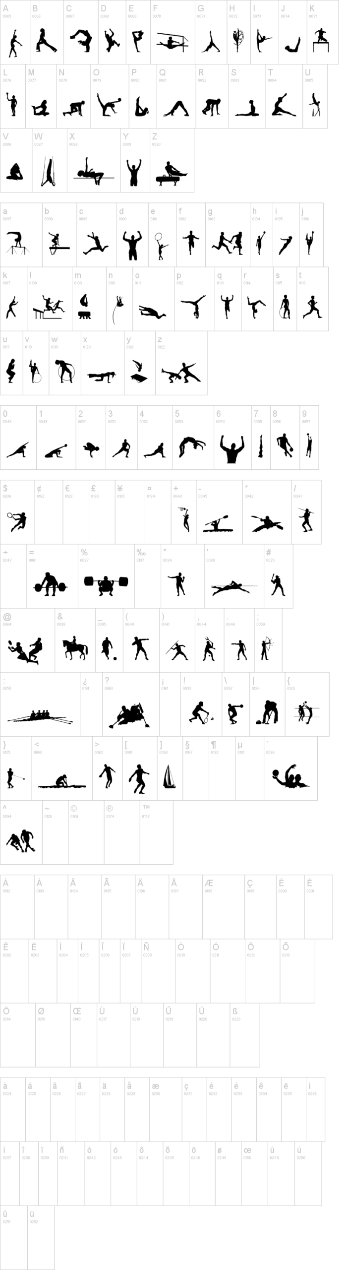 Sports TFB 字体字形表